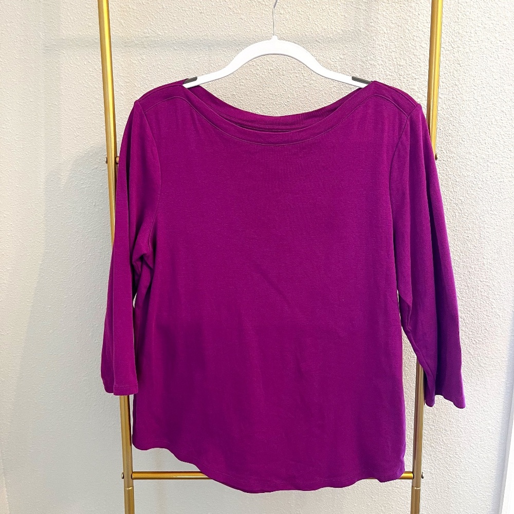 Chico’s The Ultimate Tee Shirt 100% Cotton Purple Size 2 (Large)
